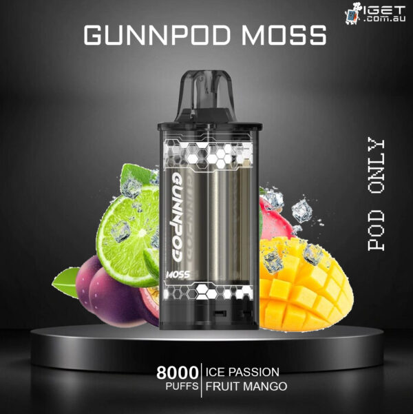 GUNNPOD MOSS – ICE PASSION FRUIT MANGO – 8000 PUFFS – POD ONLY