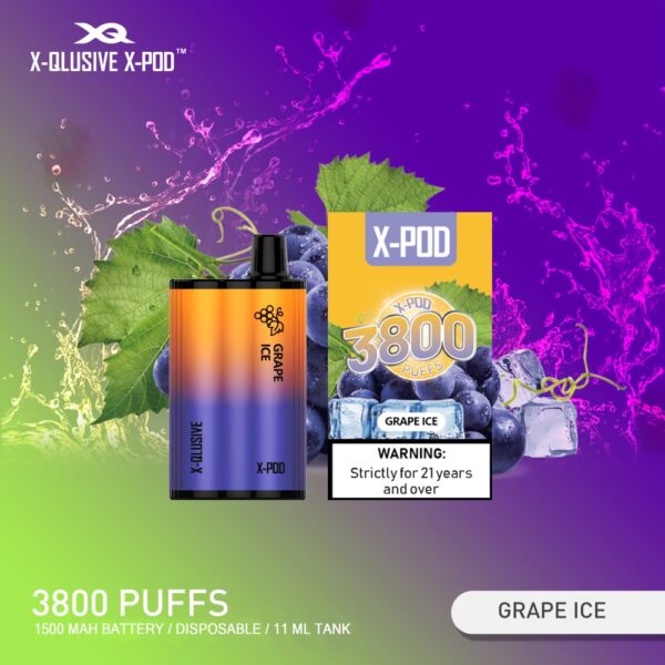 X-QLUSIVE X-POD GRAPE ICE – 3800 PUFFS