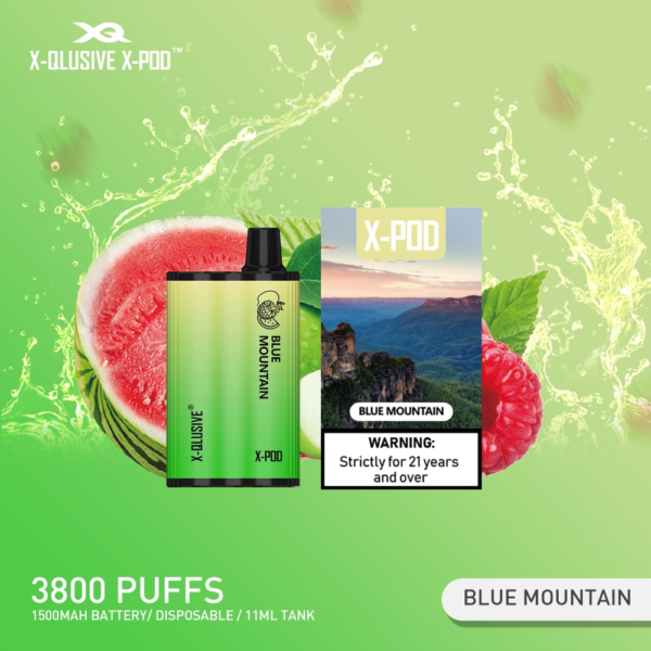 X-QLUSIVE X-POD BLUE MOUNTAINS (Apple Raspberry Watermelon) – 3800 PUFFS